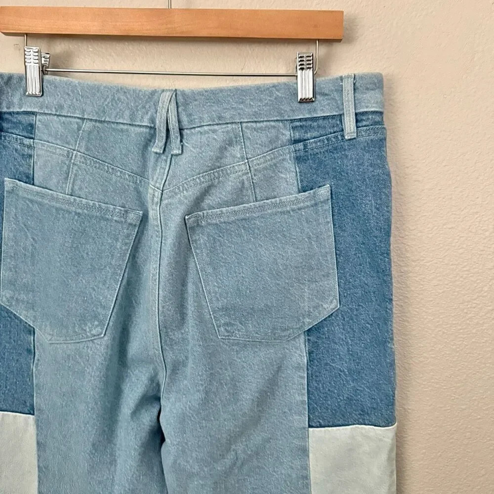 GOOD AMERICAN | Good Icon Patchwork High Waist Jeans Cropped Straight Denim | 14 - Picture 6 of 9